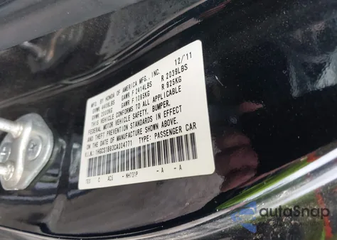 2012 Honda Accord 2.4 Ex-L из США, поврежденный, VIN 1HGCS1B83CA004771